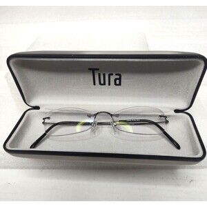 Tura Mod Rimles Black Eyeglasses, Frames Only,  N46C 48-17-140mm with Gold Case